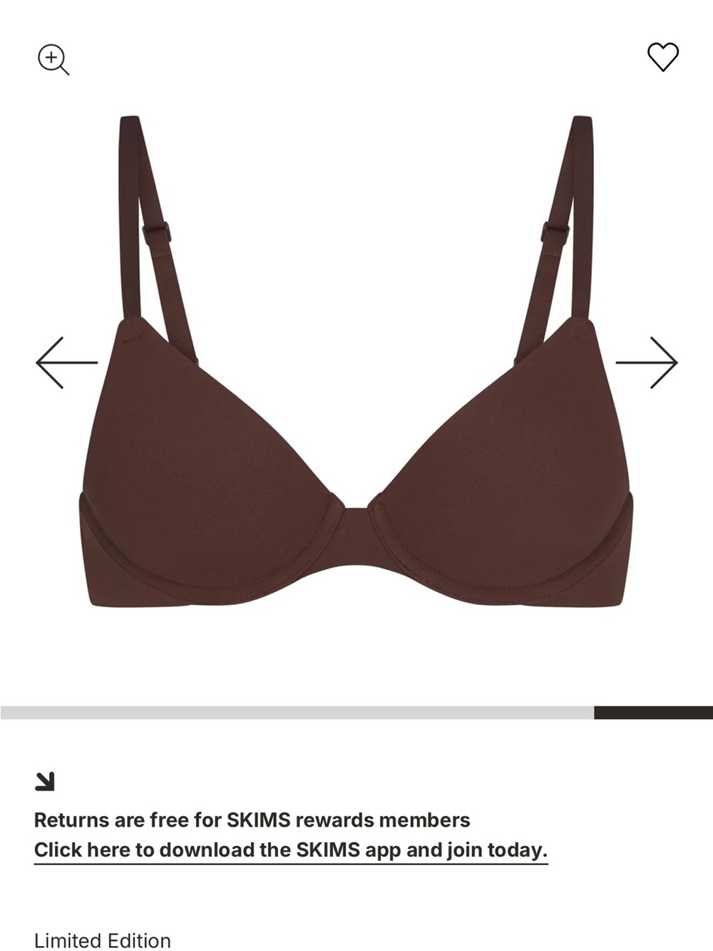 SKIMS Chocolate Brown T-Shirt Bra